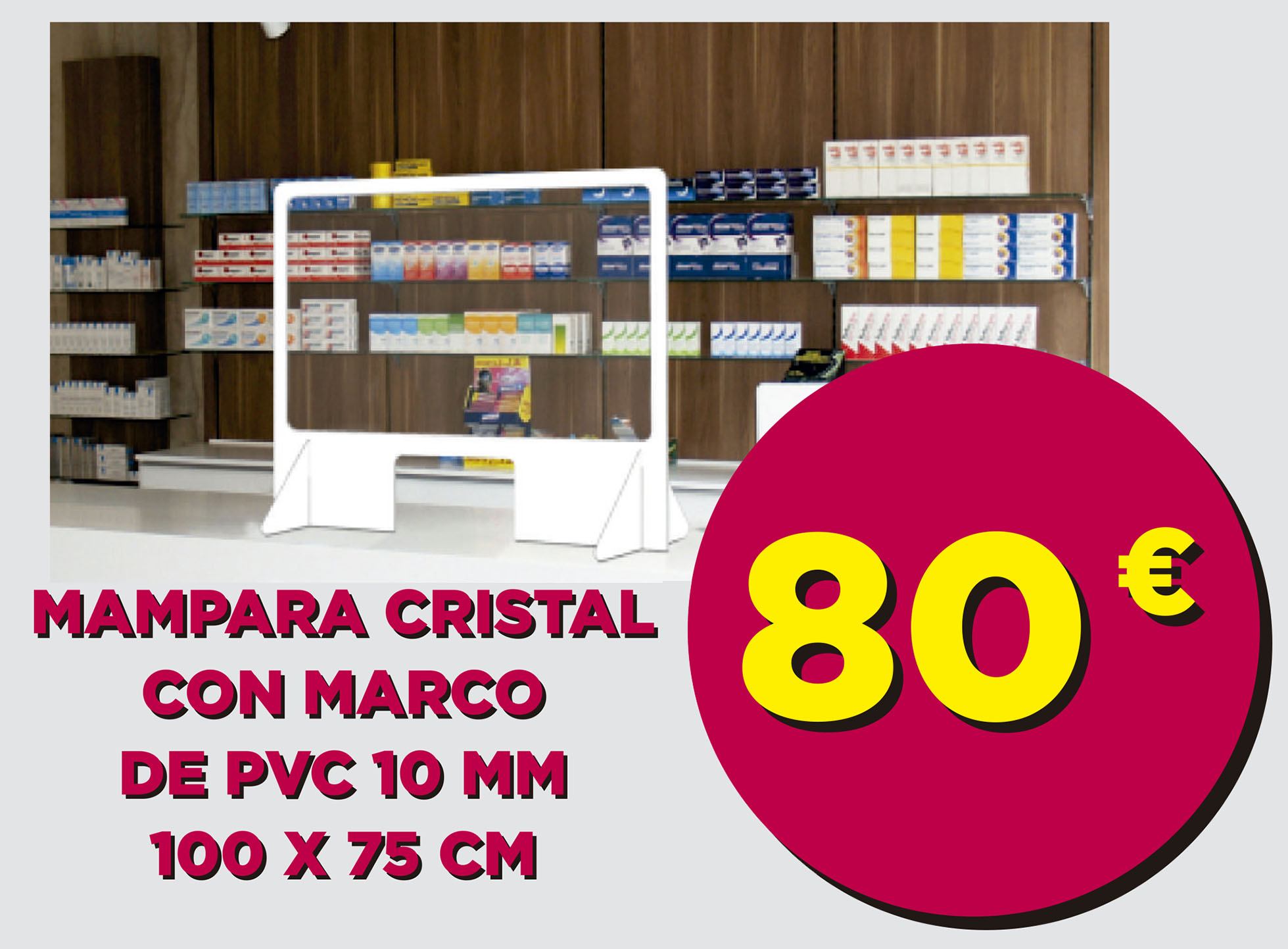 mamparas de protección cristal enmarcado en pvc